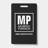 Badge Logo carré Monogramme Moderne Photo Noir Blanc (Arrière)