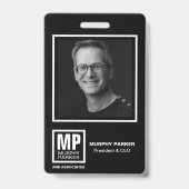 Badge Logo carré Monogramme Moderne Photo Noir Blanc (Avant)