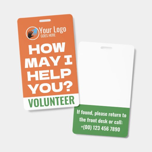 Badge Logo Charitable Bénévole Orange & Bleu Convivial (Avant & arrière)