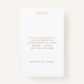 Badge Logo Chic Gold Photo Employé ou ID enseignant (Dos)