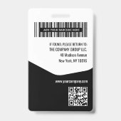 Badge Logo Code à barres Code QR Photo ID Employé Nom Ti (Arrière)