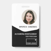 Badge Logo Code à barres Code QR Photo ID Employé Nom Ti (Avant)