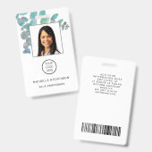 Badge Logo Code Barre Photo Employé Nom Botanique  (Avant & arrière)