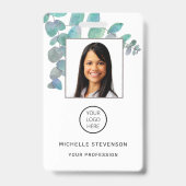 Badge Logo Code Barre Photo Employé Nom Botanique  (Avant)