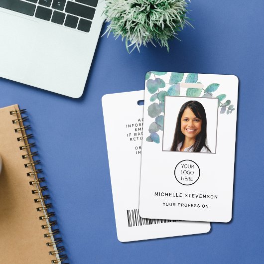 Badge Logo Code Barre Photo Employé Nom Botanique 