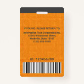 Badge Logo Code barre photo personnalisé de l'employé in (Dos)