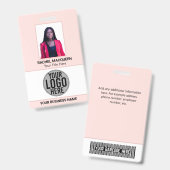 Badge Logo Code-barres de l'employé Nom de l'entreprise (Avant & arrière)