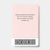 Badge Logo Code-barres de l'employé Nom de l'entreprise (Arrière)