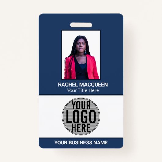 Badge Logo Code-barres de l'employé Nom de l'entreprise (Devant)