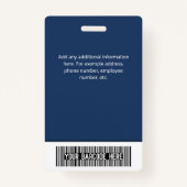 Badge Logo Code-barres de l'employé Nom de l'entreprise (Dos)