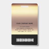 Badge Logo Code-Barres Employé Nom Scan Or Vertical (Arrière)