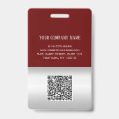 Badge Logo Code-Barres Employé Nom Scanner Gris Bourgogn (Arrière)