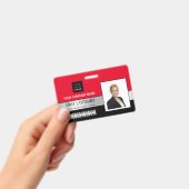 Badge Logo Code-barres Employé Nom Scanner Noir Rouge (Manuel / portable)
