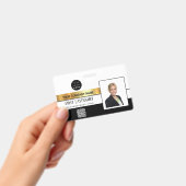 Badge Logo Code-barres employé Nom Scanner Stripe Or (Manuel / portable)