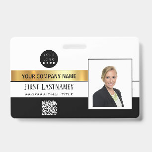 Badge Logo Code-barres employé Nom Scanner Stripe Or