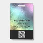 Badge Logo Code-Barres Employé Nom Scanner Vertical Holo (Arrière)