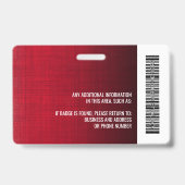 Badge Logo code-barres moderne lin rouge carte d'identit (Arrière)