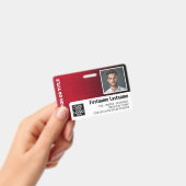 Badge Logo code-barres moderne lin rouge carte d'identit (Manuel / portable)