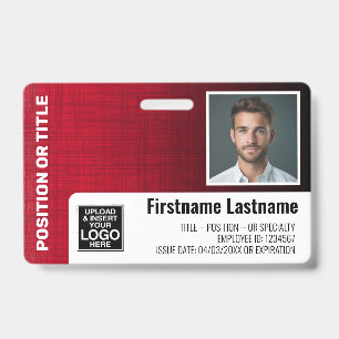 Badge Logo code-barres moderne lin rouge carte d'identit
