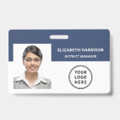 Badge Logo Code QR Code photo bleu Code employé (Avant)