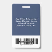 Badge Logo Codes à barres QR Bleu Employé (Arrière)