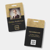 Badge Logo commercial or personnalisé en or Code-barres (Avant & arrière)