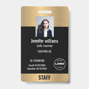 Badge logo commercial personnalisé brillant et noir ID p