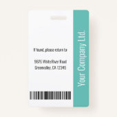 Badge Logo de base de l'entreprise Photo ID employé Turq (Dos)