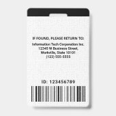 Badge Logo de code à barres de photo d'employé d'ordinat (Arrière)