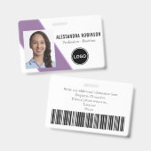 Badge Logo de code-barres de photo d'employé d'entrepris (Avant & arrière)
