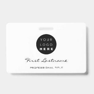 Badge Logo de code-barres employé personnalisé nom noir 