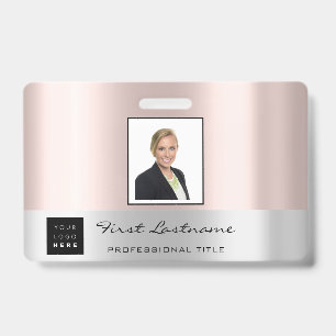 Badge Logo de code-barres employé personnalisé Rose Gold