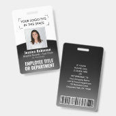 Badge Logo de code-barres noir et blanc en forme de cour (Avant & arrière)