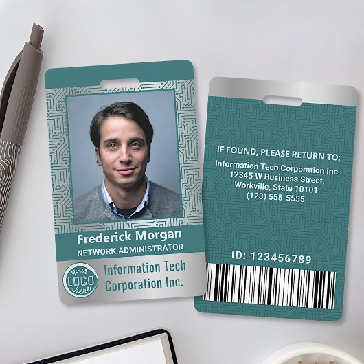 Badge Logo de code-barres personnalisé pour employé info