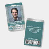Badge Logo de code-barres personnalisé pour employé info (Avant & arrière)