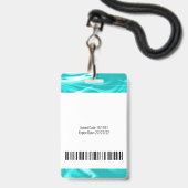 Badge Logo de code-barres photo en marbre vert sarcelle (Arrière avec lanière)