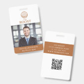 Badge Logo de code QR de photo moderne d'agent immobilie (Avant & arrière)