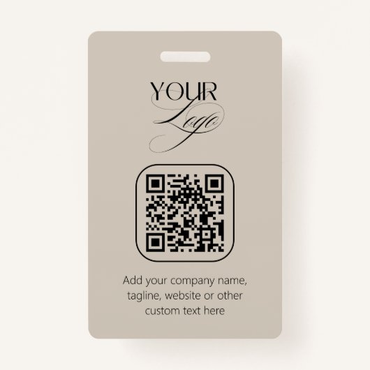 Badge Logo de code QR Vanilla Pastel Premium sur mesure (Dos)