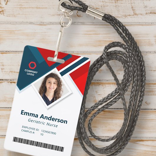 Badge Logo de couleurs géométriques Nom de l'employé QR 