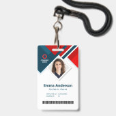 Badge Logo de couleurs géométriques Nom de l'employé QR (Avant avec lanière)