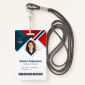 Badge Logo de couleurs géométriques Nom de l'employé QR  (Devant avec lanière)