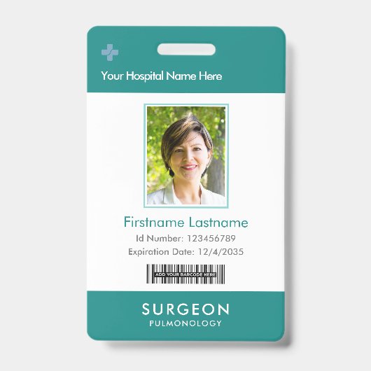 Badge Logo de docteur personnalisé Code-barres Nom (Avant)