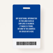 Badge Logo de filigrane du code-barres de l'employé esse (Dos)