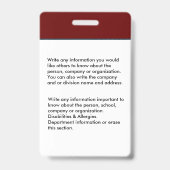 Badge Logo de la barre de code de la photo de l'employé  (Arrière)