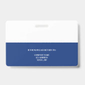 Badge Logo de la carte d'identité de l'employé bleu mari (Arrière)