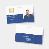 Badge Logo de la carte d'identité de l'employé bleu mari (Avant & arrière)