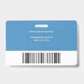 Badge Logo de la carte d'identité de l'employé en bleu (Arrière)