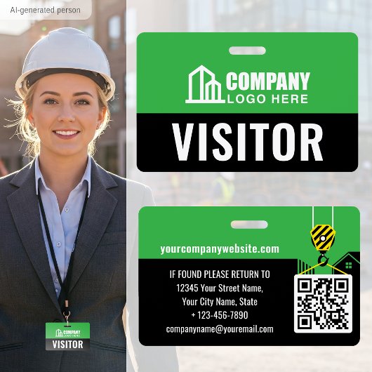 Badge Logo de la carte d'identité du visiteur Code QR Co