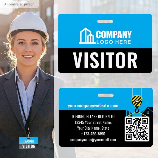 Badge Logo de la carte d'identité du visiteur Code QR Co