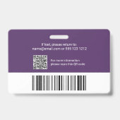 Badge Logo de la carte d'identité photo de l'employé Cod (Arrière)